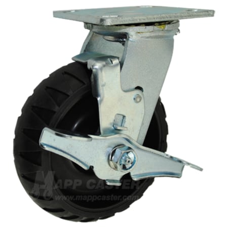 Mapp Caster 6"X2" Rugged Thrmplstc Rubber(TPR) Whl Swvl Caster W/ Brake, 550Lbs Cap 146RTPR620SB